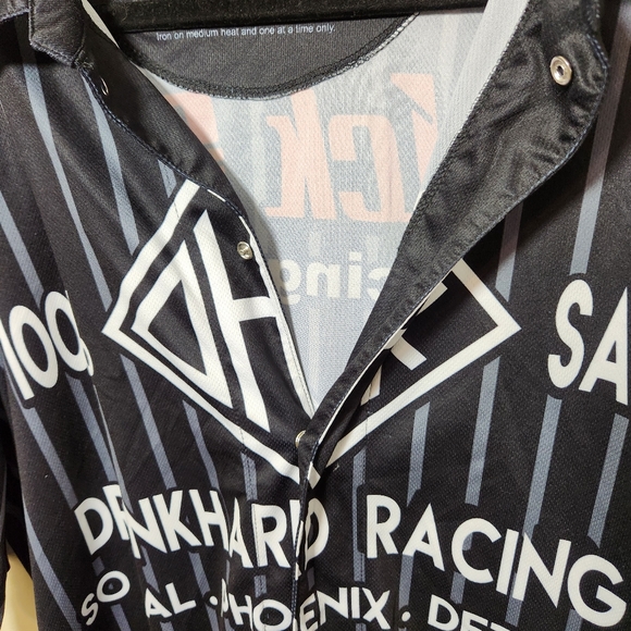 Drink hard racing heads racing jersey shirt short sleeve mens sz l blk white - Picture 13 of 13